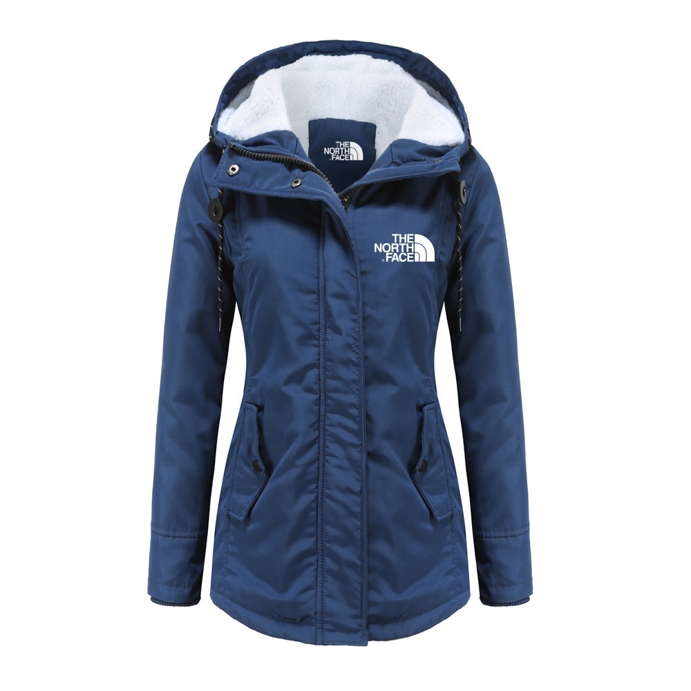 2024 TNF®-Solid Hood Thicken Parkas Long Coats, Casual Coat For Fall & Winter
