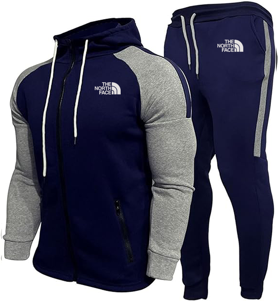 Conjunto de sudadera con capucha y pantalones deportivos con cremallera completa para hombre
