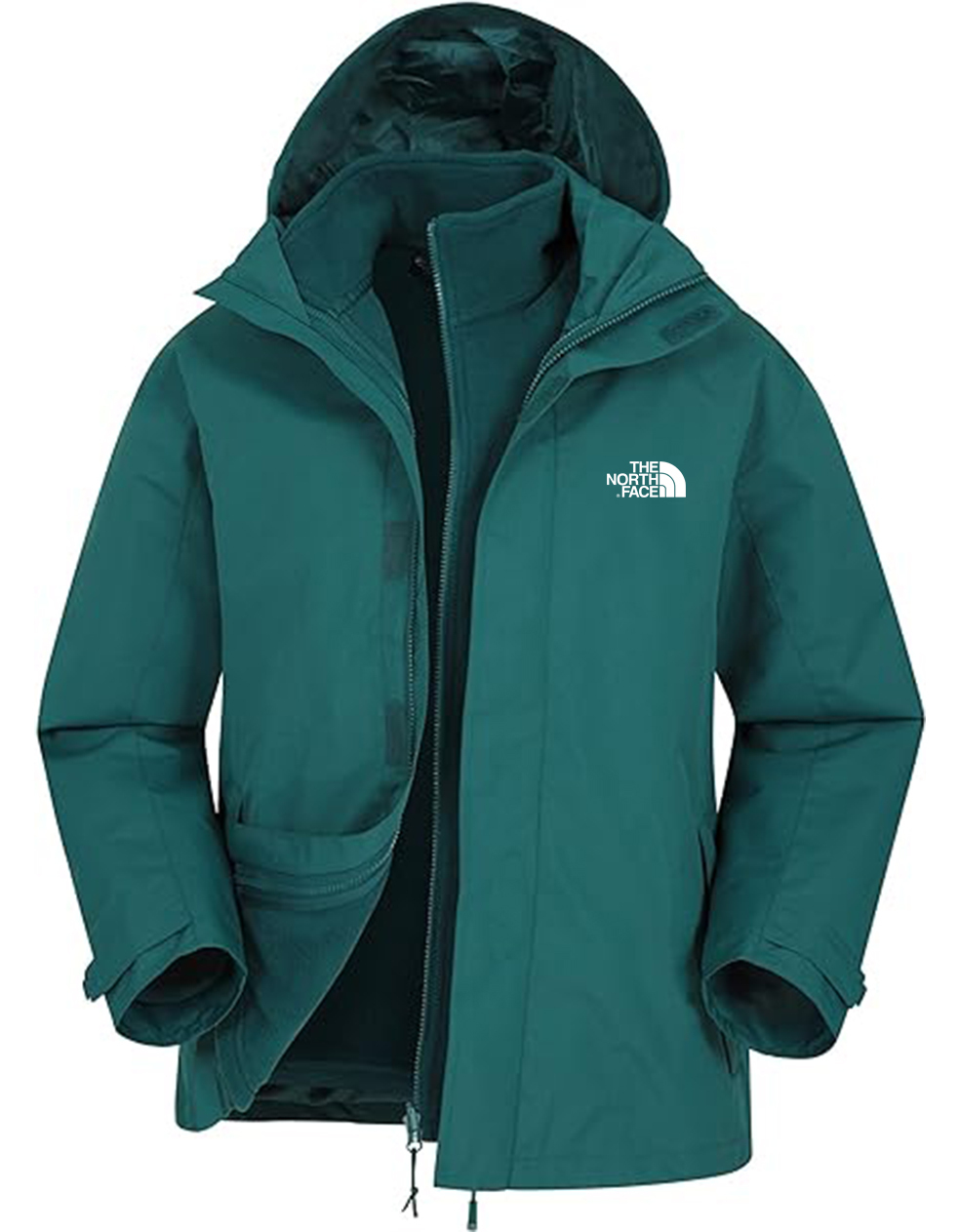 3 in 1 Water Resistant Jacket - Adjustable Hood Mens Coat, Detachable Inner Fleece Rain Jacket, Pockets -Winter Clothing for Walking, Travel