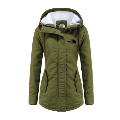 2024 TNF®-Solid Hood Thicken Parkas Long Coats, Casual Coat For Fall & Winter