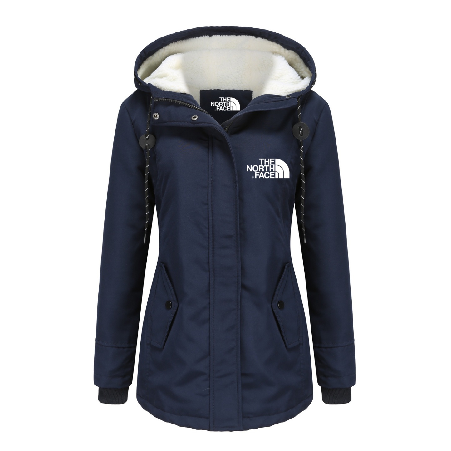 2024 TNF®-Solid Hood Thicken Parkas Long Coats, Casual Coat For Fall & Winter