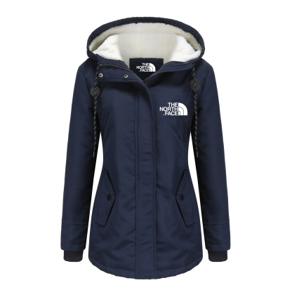 2024 TNF®-Solid Hood Thicken Parkas Long Coats, Casual Coat For Fall & Winter