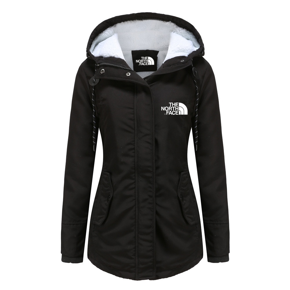 2024 TNF®-Solid Hood Thicken Parkas Long Coats, Casual Coat For Fall & Winter