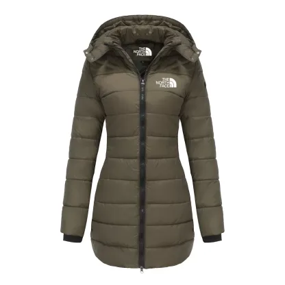 Women's cotton padded clothes, medium length, slim fitting cotton padded jacket, warm, solid hooded cotton padded clothes