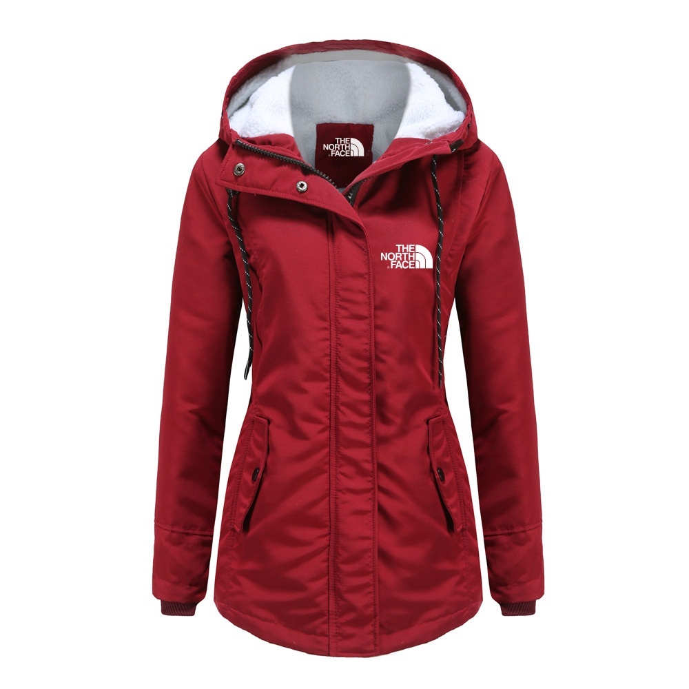 2024 TNF®-Solid Hood Thicken Parkas Long Coats, Casual Coat For Fall & Winter