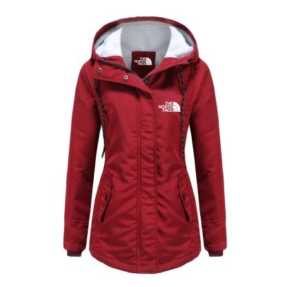 2024 TNF®-Solid Hood Thicken Parkas Long Coats, Casual Coat For Fall & Winter