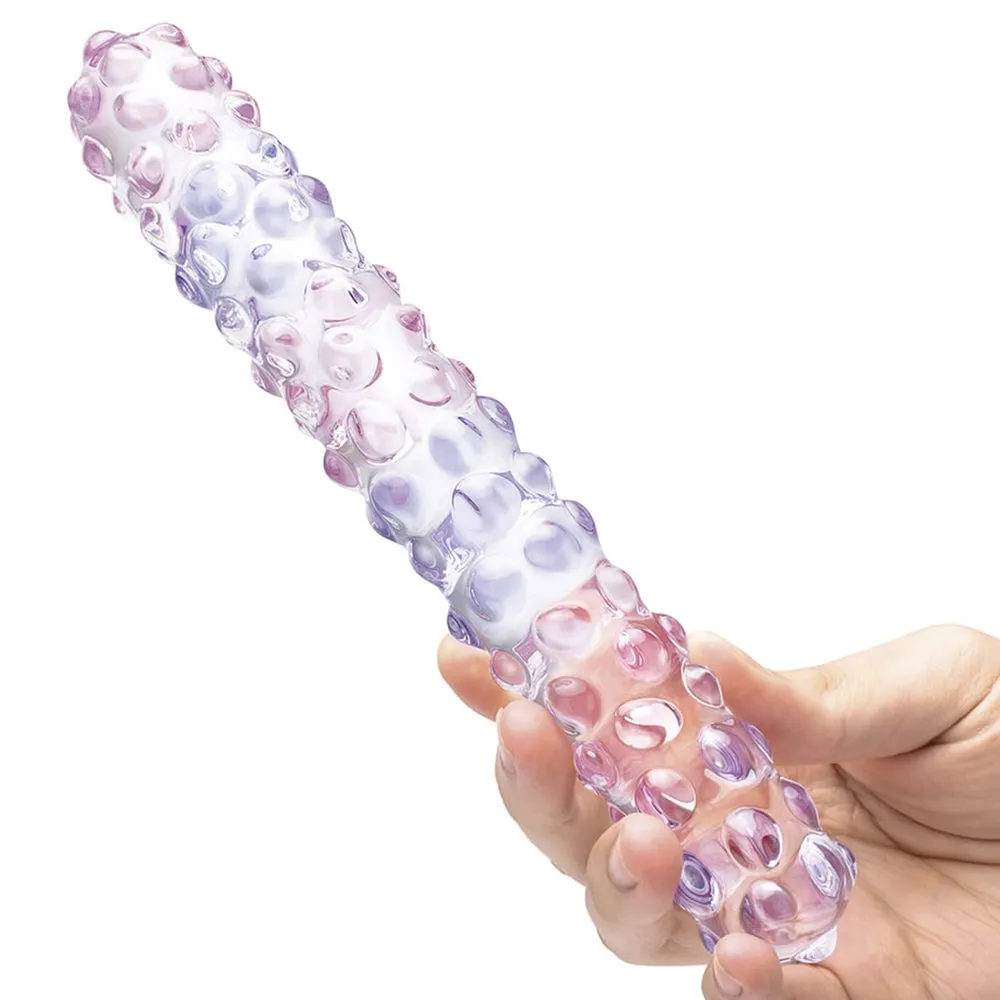 gläs 9 Inch Purple Rose Nubby Dildo