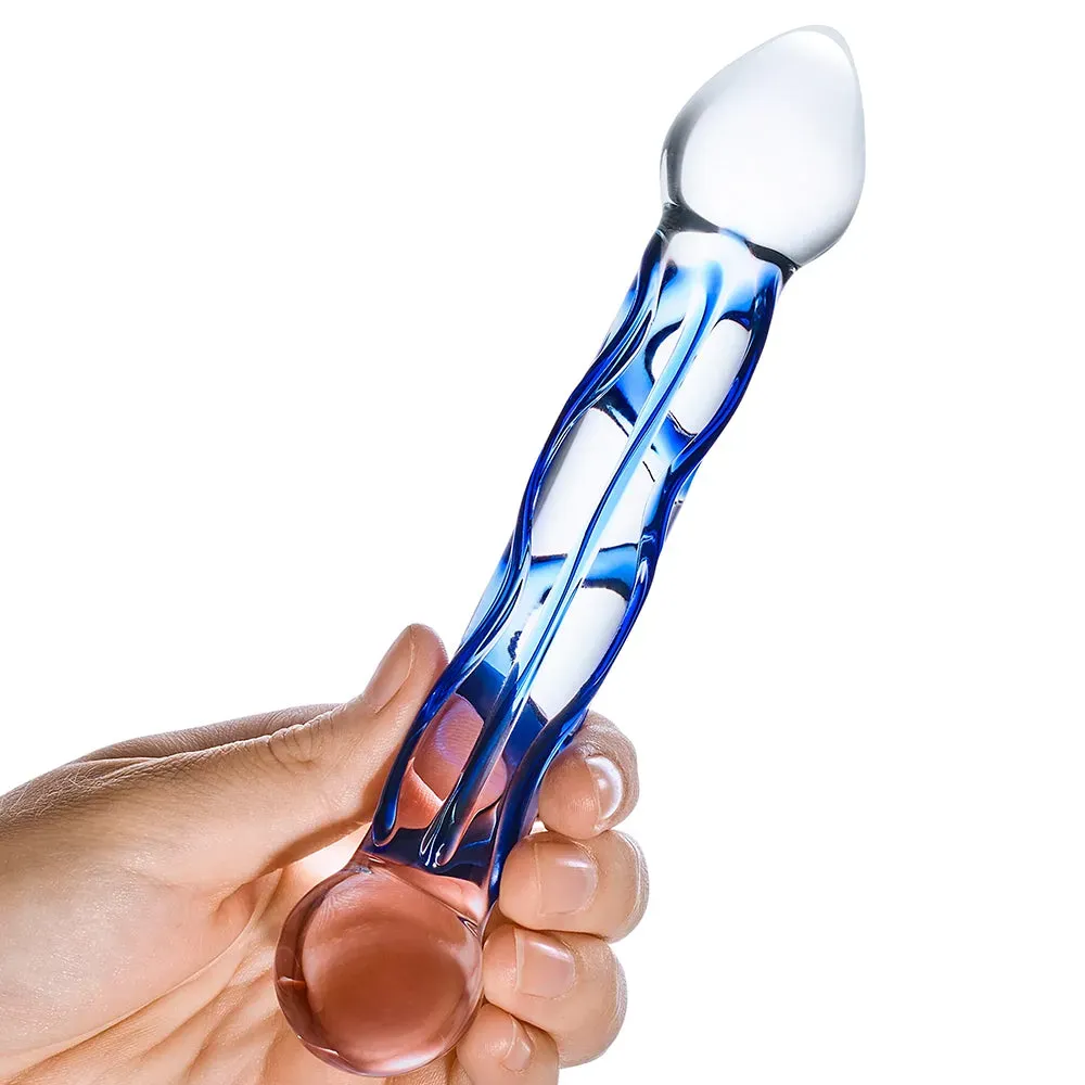 gläs 6.5 Inch Full Tip Textured Glass Dildo