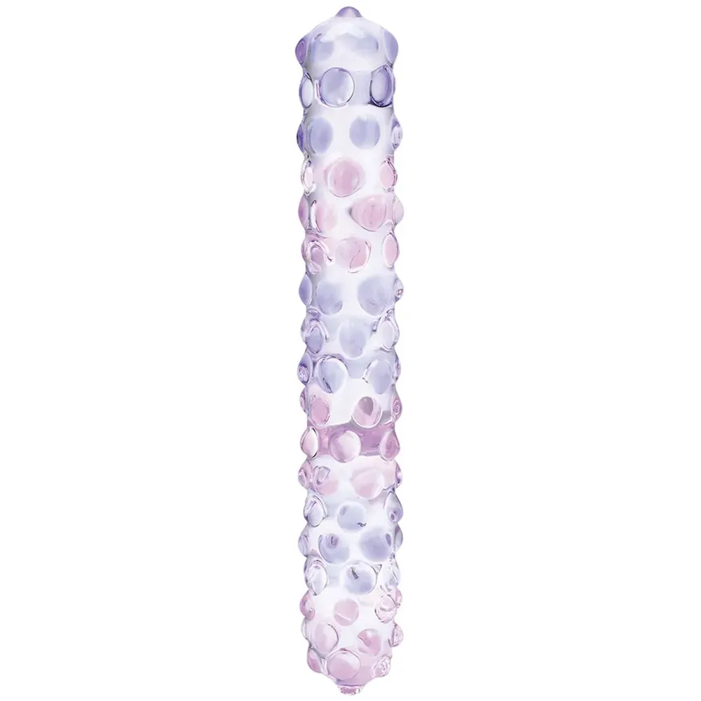 gläs 9 Inch Purple Rose Nubby Dildo