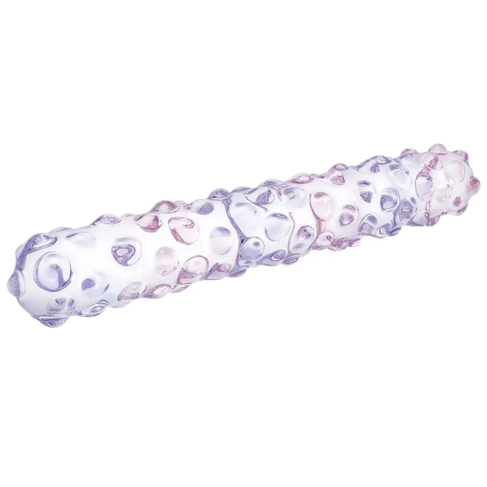 gläs 9 Inch Purple Rose Nubby Dildo