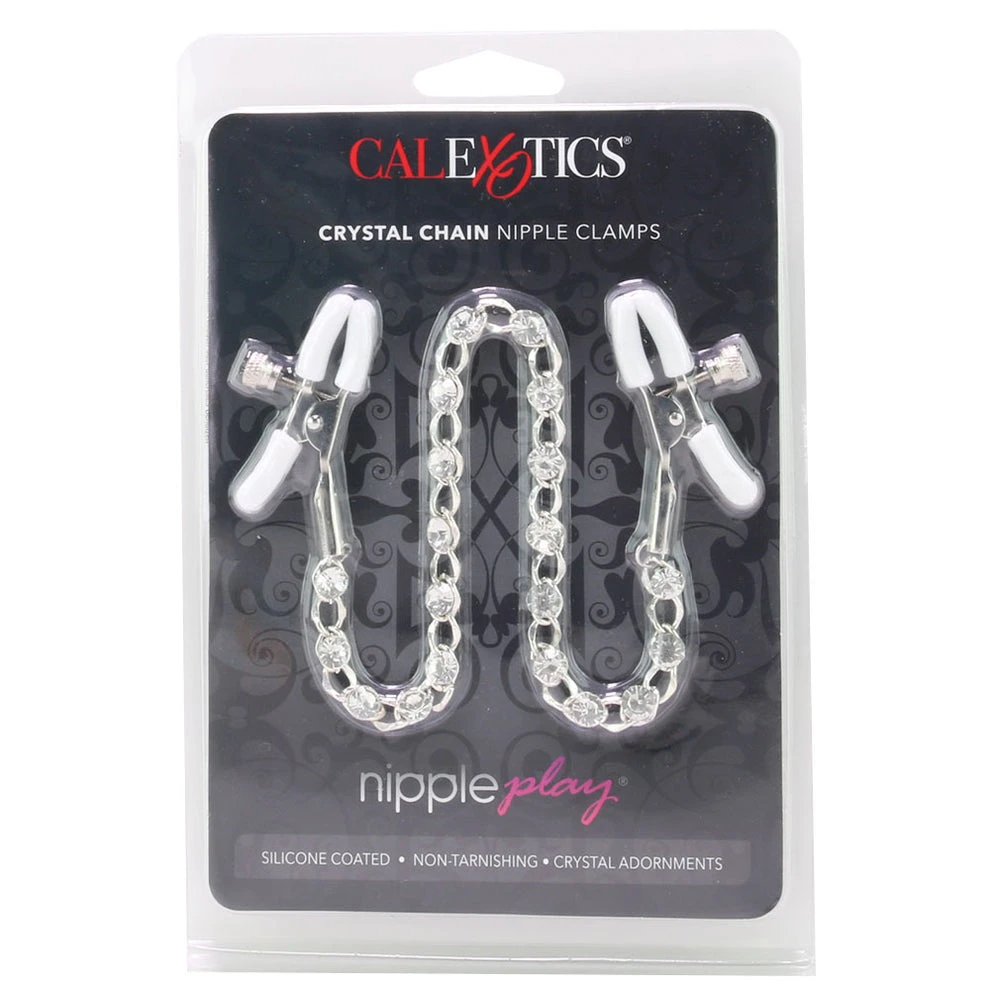 Nipple play Crystal Chain Nipple Clamps in White