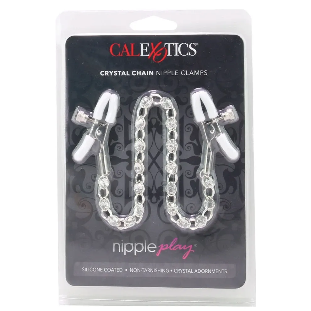 Nipple play Crystal Chain Nipple Clamps in White