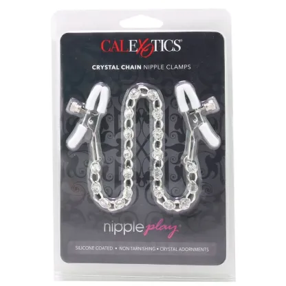 Nipple play Crystal Chain Nipple Clamps in White