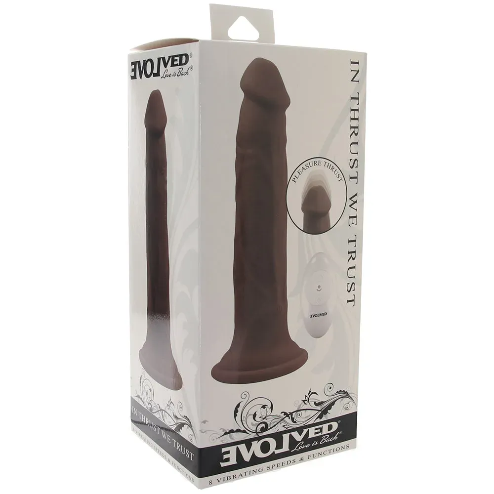 Evolved Novelties  In Thrust We Trust 9.5 Inch Thrusting Vibe in Dark-Seduce Mart