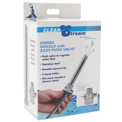 XR Brands  Clean Stream Enema Nozzle with Easy-Push Valve