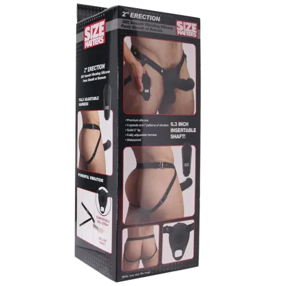 XR Brands  Size Matters 2 Inch Smooth Vibrating Penis Sheath in Black-Seduce Mart