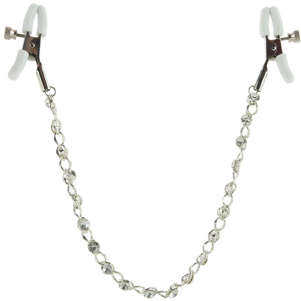 Nipple play Crystal Chain Nipple Clamps in White