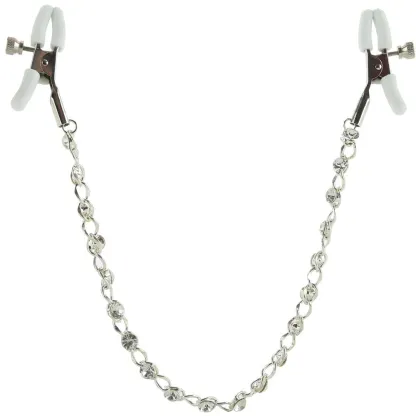 Nipple play Crystal Chain Nipple Clamps in White