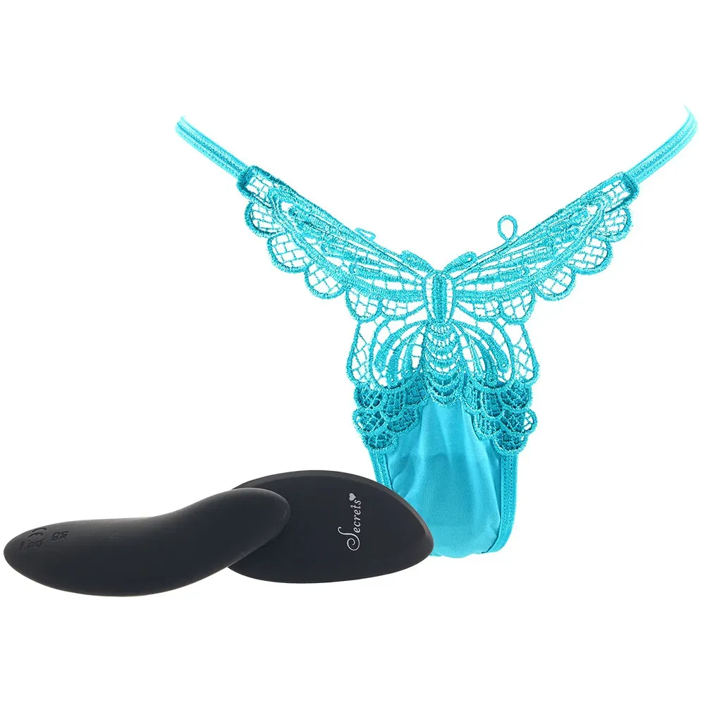 X-Gen  Blue Butterfly Thong &amp; Remote Panty Vibe in OS-Seduce Mart