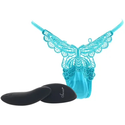 X-Gen  Blue Butterfly Thong &amp; Remote Panty Vibe in OS-Seduce Mart