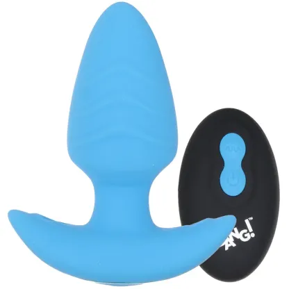 XR Brands  Bang! Rotating &amp; Vibrating Butt Plug in Blue-Seduce Mart