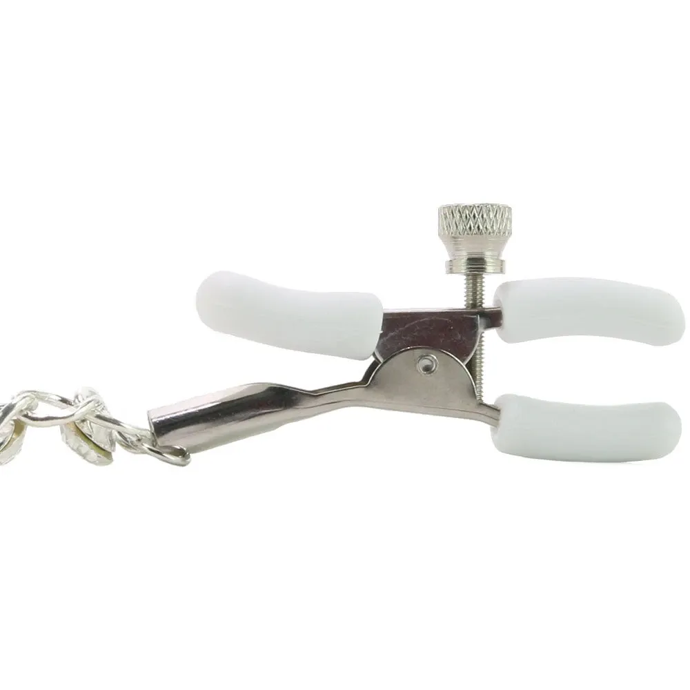 Nipple play Crystal Chain Nipple Clamps in White