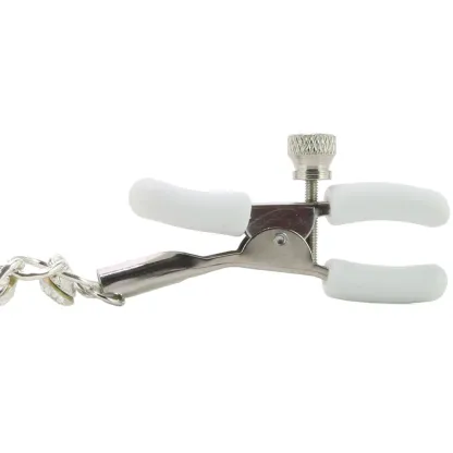 Nipple play Crystal Chain Nipple Clamps in White