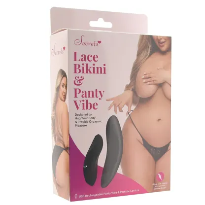 X-Gen  Black Lace Bikini &amp; Remote Panty Vibe in OSXL-Seduce Mart