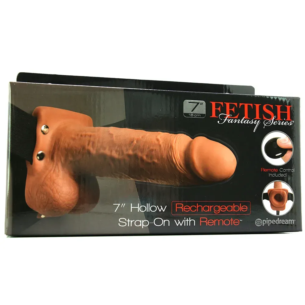 Pipedream  7 Inch Hollow Vibrating Strap-On with Remote in Tan-Seduce Mart