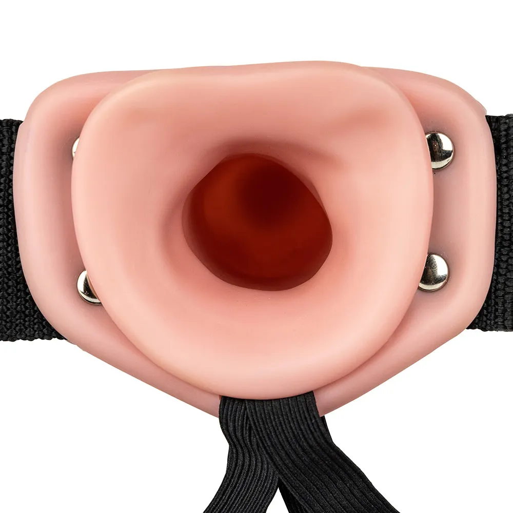 Shots Toys  Real Rock Hollow Vibrating 6 Inch Strap-On in White-Seduce Mart