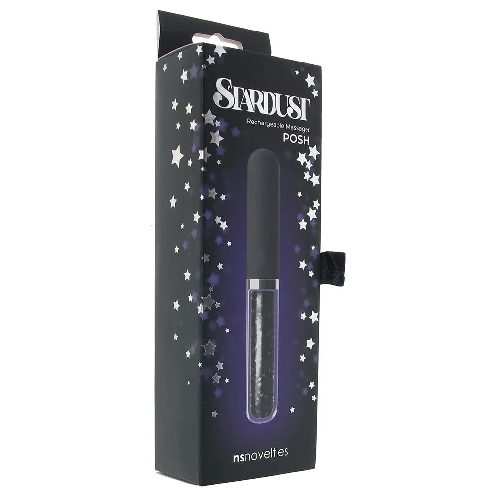 ns novelties  Stardust Posh Rechargeable Glass Vibe in Black-Seduce Mart