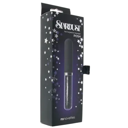 ns novelties  Stardust Posh Rechargeable Glass Vibe in Black-Seduce Mart