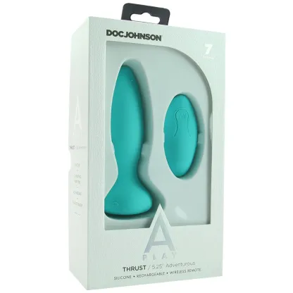 Doc Johnson  A-Play Adventurous Thrust Remote Butt Plug in Teal-Seduce Mart