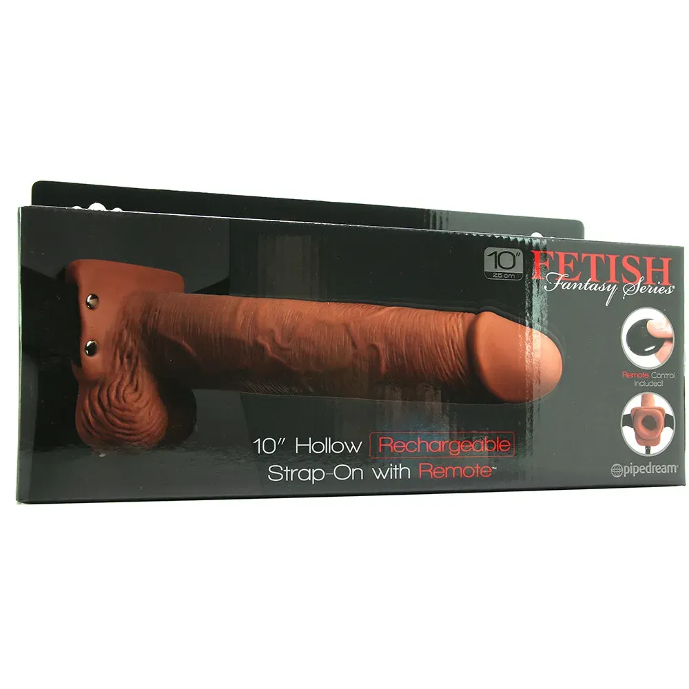 Pipedream  10" Hollow Vibrating Strap-On with Remote in Tan-Seduce Mart