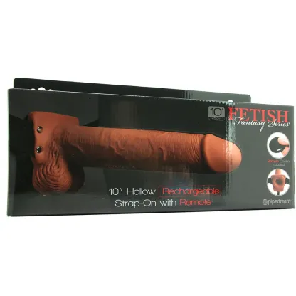 Pipedream  10" Hollow Vibrating Strap-On with Remote in Tan-Seduce Mart