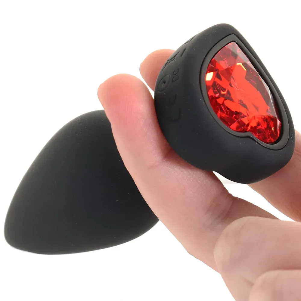 XR Brands  Booty Sparks Red Heart Gem Vibrating Anal Plug in Small-Seduce Mart
