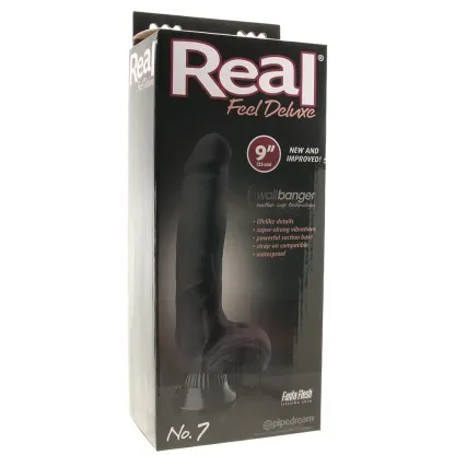 Pipedream  Real Feel Deluxe 9 Inch Vibrating Wall Banger Dildo in Blac-Seduce Mart