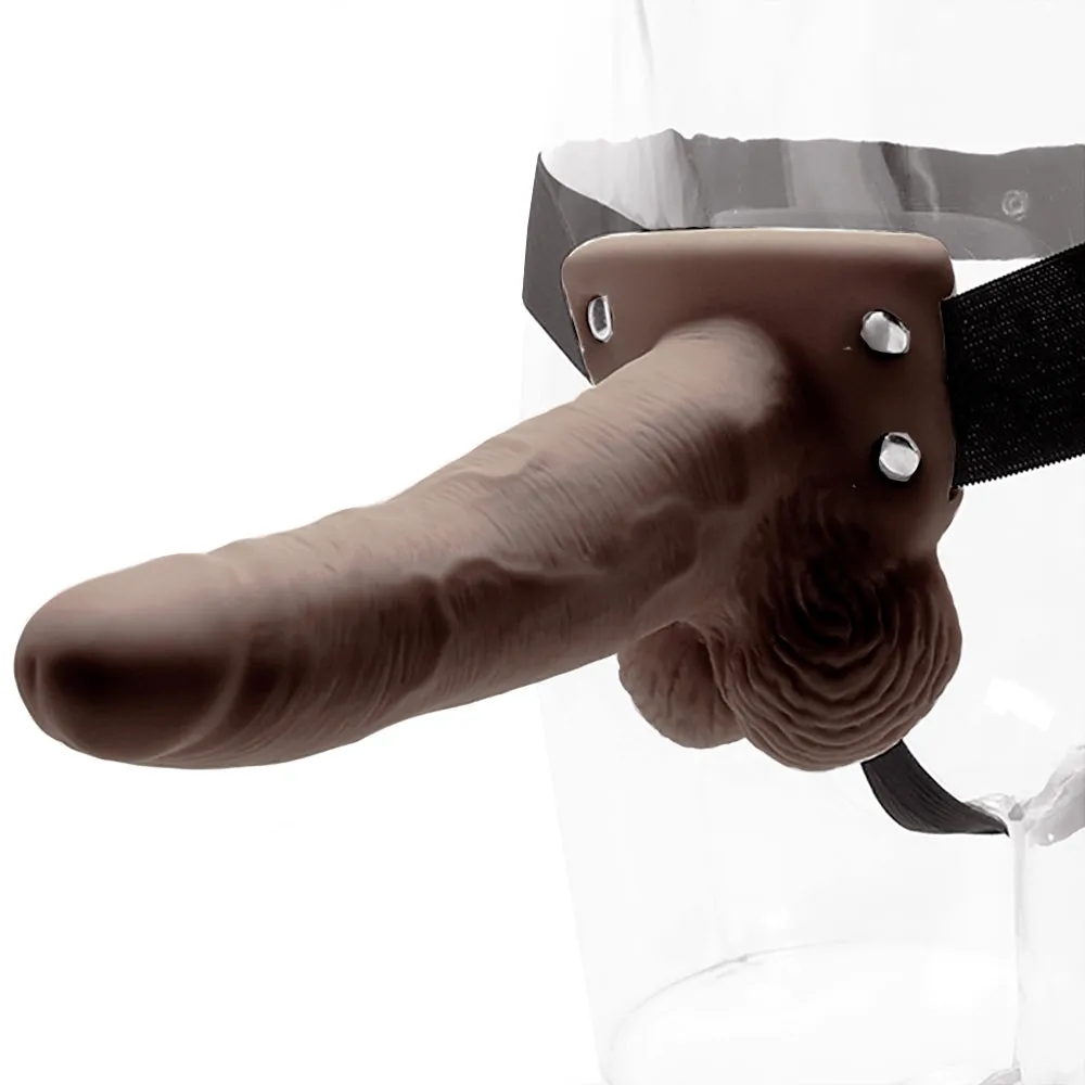 Electric Eel  6 Inch Ballsy Hollow Strap-On Vibe in Brown-Seduce Mart