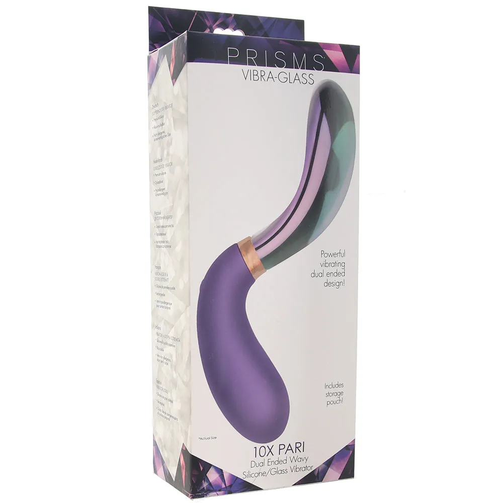 XR Brands  Prisms Pari Dual Ended Wavy Silicone and Glass Vibe-Seduce Mart