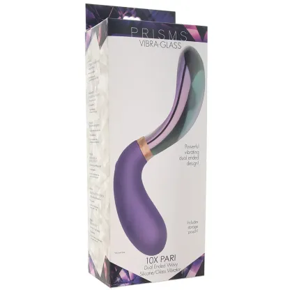 XR Brands  Prisms Pari Dual Ended Wavy Silicone and Glass Vibe-Seduce Mart