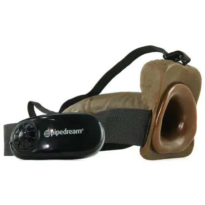 Pipedream  Fetish Fantasy Vibrating 9 Inch Hollow Strap-On in Brown-Seduce Mart