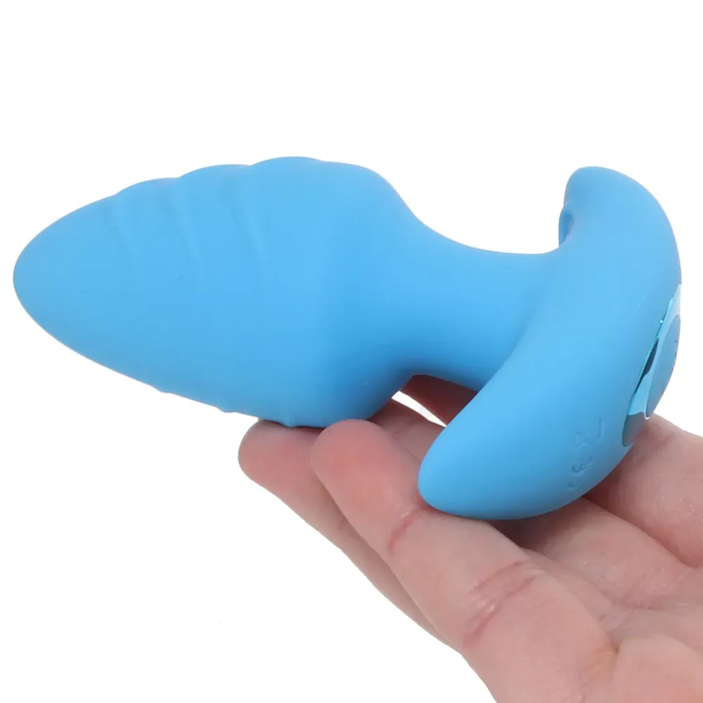 XR Brands  Bang! Rotating &amp; Vibrating Butt Plug in Blue-Seduce Mart