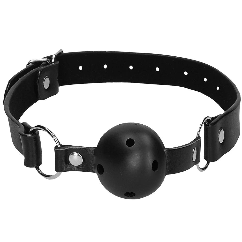 Black &amp; White Breathable Ball Gag With Nipple Clamps
