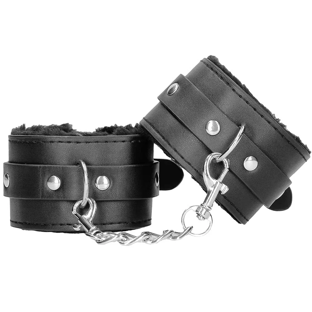 Black &amp; White Plush Wrist Cuffs