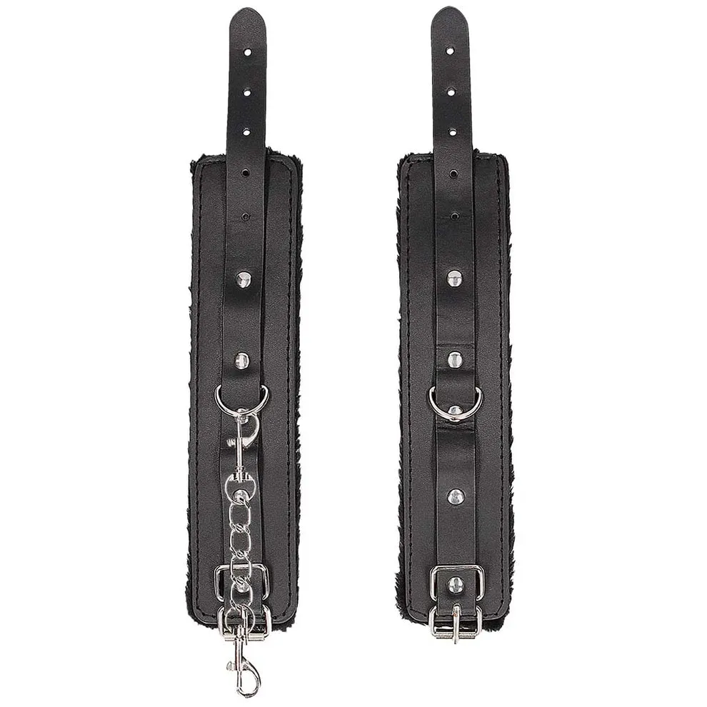 Black &amp; White Plush Wrist Cuffs