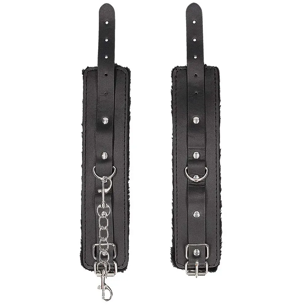 Black &amp; White Plush Wrist Cuffs