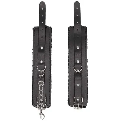 Black &amp; White Plush Wrist Cuffs