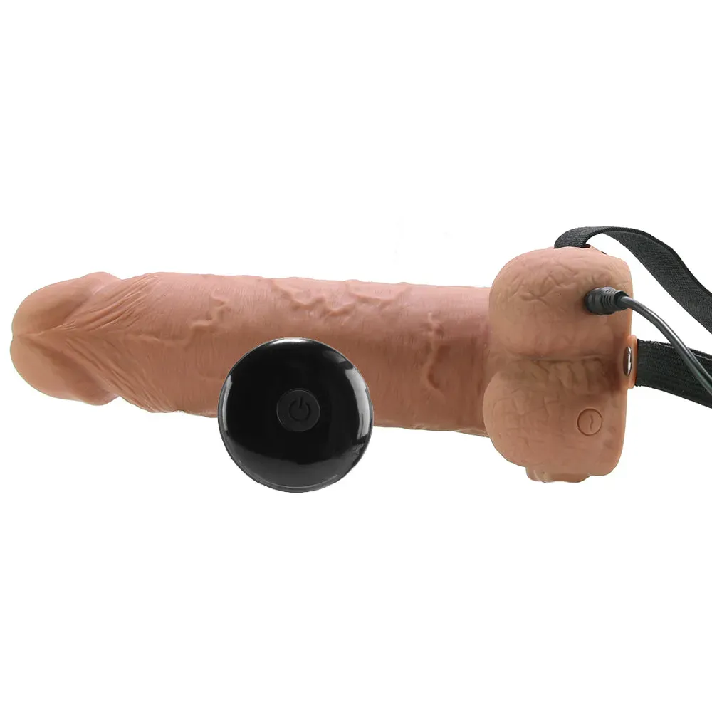 Pipedream  7 Inch Hollow Vibrating Strap-On with Remote in Tan-Seduce Mart