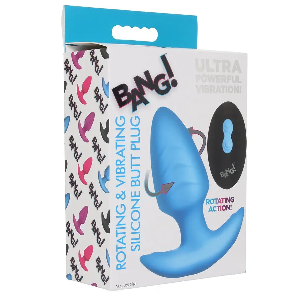 XR Brands  Bang! Rotating &amp; Vibrating Butt Plug in Blue-Seduce Mart