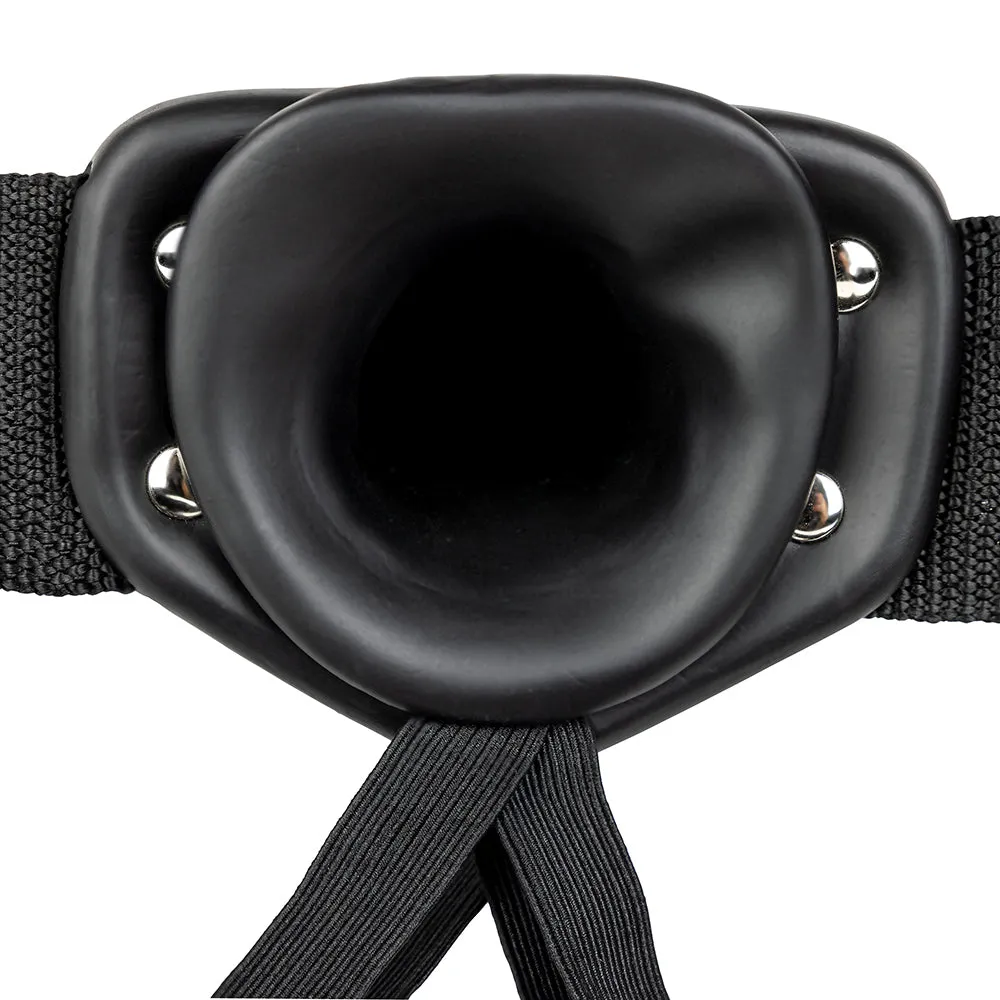 Shots Toys  Real Rock Hollow Vibrating 10 Inch Strap-On in Black-Seduce Mart